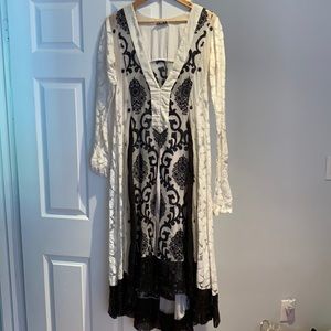 Beach cover-up and black and white see-through